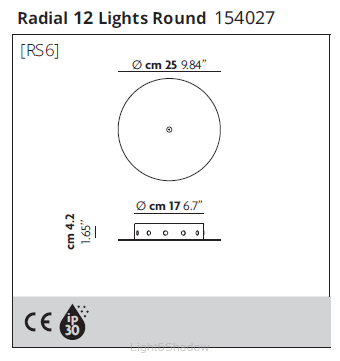 Lodes rozeta montażowa max  5- 12 źródeł światła R06L12 2000 CZARNY 