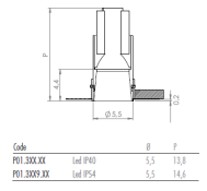 Oty Light POP P01 Ø 5,5 LED recessed IP40/54 - 6
