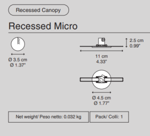 Lodes -  rozeta montażowa pojedyncza  wpuszczana Recessed Micro